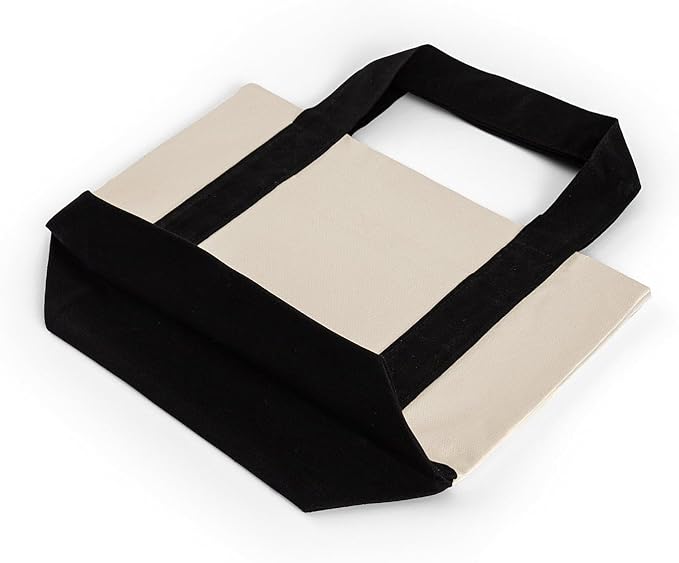 12 Pack Mini Iconic Canvas Shopping Bags with Gusset – Reusable Eco-Friendly Tote Bags with Handles