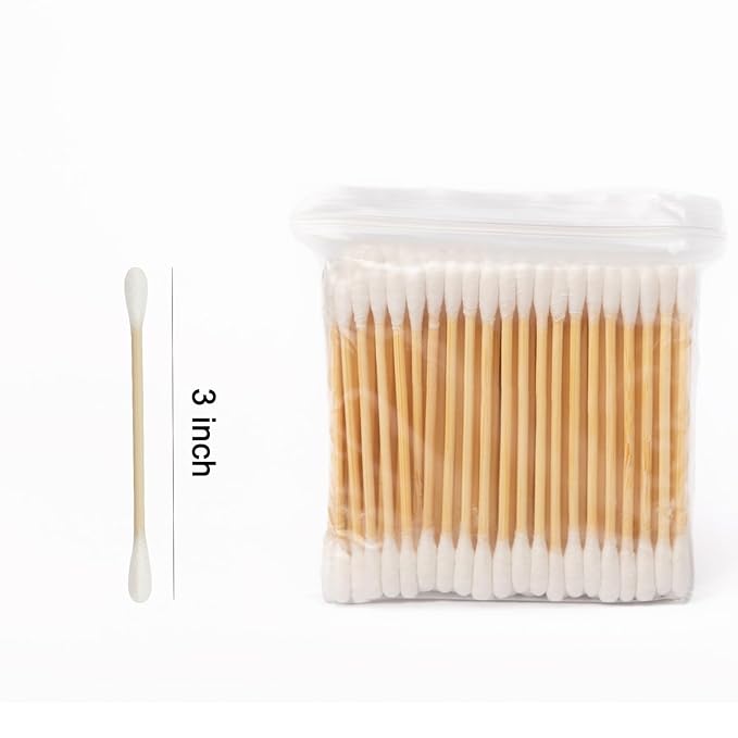 1000 Count Bamboo Cotton Swabs for Hygiene and Beauty Care – Double-Tipped, Biodegradable & Organic Cotton Buds | Eco-Friendly Natural Sticks for Ear Cleaning, Makeup, Pet Care & Ointment Application