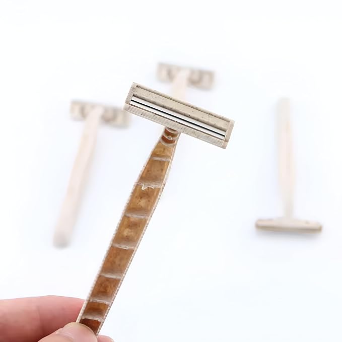 Disposable Razors Bulk for Men & Women β Twin Blade Unisex Shavers β Eco-Friendly, Biodegradable, Non-Toxic, Made from Recycled Wheat Straw 50 Count (Pack of 1) (50)