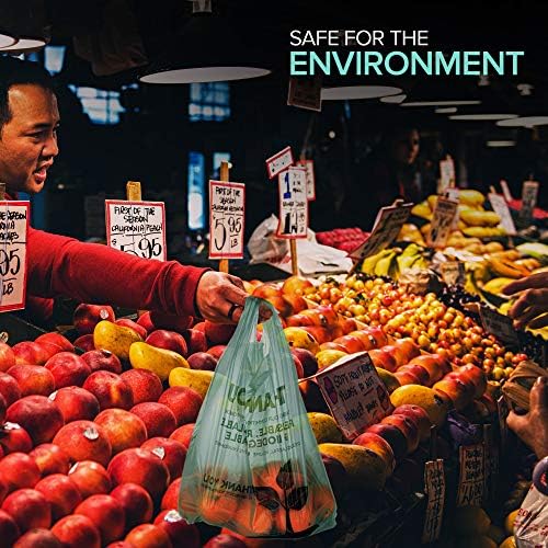 Stock Your Home Eco Grocery Bags Disposable T-Shirt Thank You Bag with Handles for Supermarket, Groceries, Produce, Shopping - Image 5