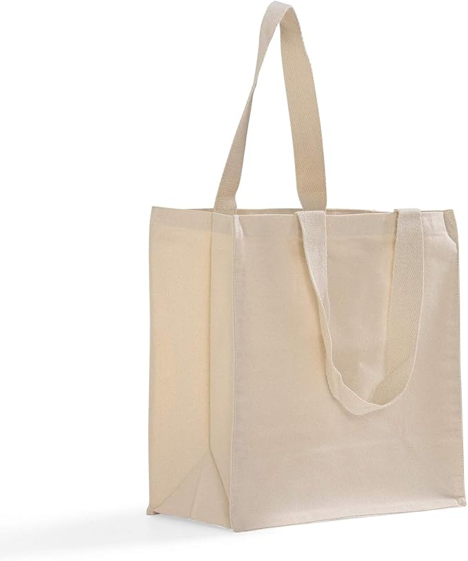 Ultimate Canvas Shopper Tote Bag – 12 Pcs Open Top Canvas Bags with Handles – Multipurpose Tote Bag for Everyday Use