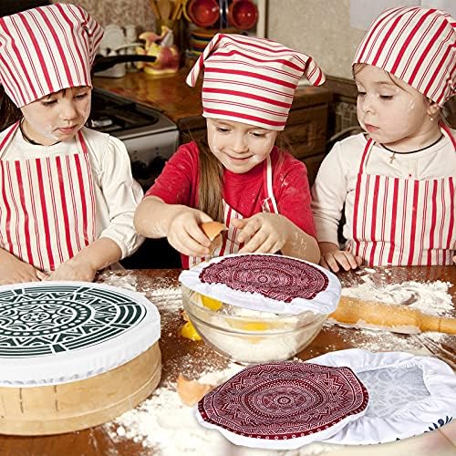 Patelai 10 Pcs Reusable Bowl Covers in 5 Size,Multicolor; Rustic Style - Image 6