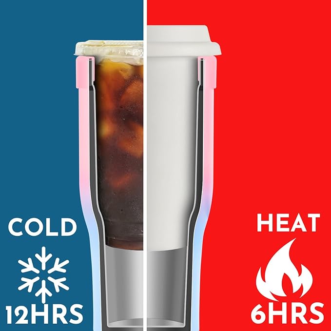 Universal Iced Coffee Sleeve with Handle - Insulated Double Wall Reusable Stainless Steel Holder Insulator for Cold Drinks Fits Small Medium Large To Go Cups Gifts for Men Women Him Her (Sweet Taffy)