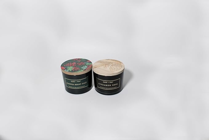 Sand + Fog Scented Candle - Cinnamon Noel– Additional Scents and Sizes – 100% Cotton Lead-Free Wick - Luxury Air Freshening Jar Candles - Perfect Home Decor – 12oz