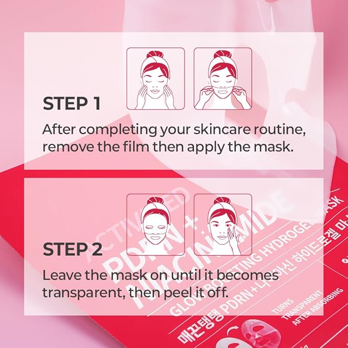 FARMSKIN Activated PDRN + Niacinamide Glow Boosting Hydrogel Mask Set - Refreshing & Hydrating Facial Masks for All Skin Types - Daily Korean Skin Care for Uneven Tone & Impurities (5EA, 1.19 oz)
