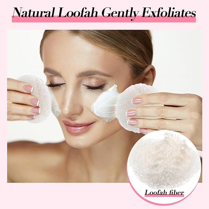 Bokon 25 Pcs Face Exfoliating Loofah Pad Scrubber 2.36 Inches Round Sponge Body Scrubber Remove Dead Skin Facial Loofah Pad Bulk for Bath Shower Spa Skin Cleaning Women Men (White)
