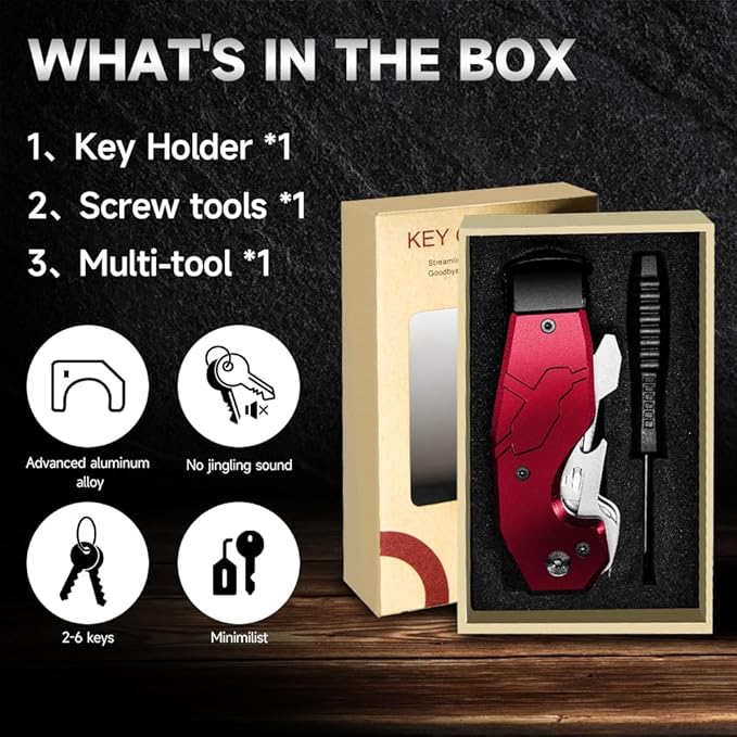 Compact Metal Aluminum Key Organizer, Minimalist Innovative Keyholder-Car Key Chain, Smart KeyChains Key Case up to 6 Keys