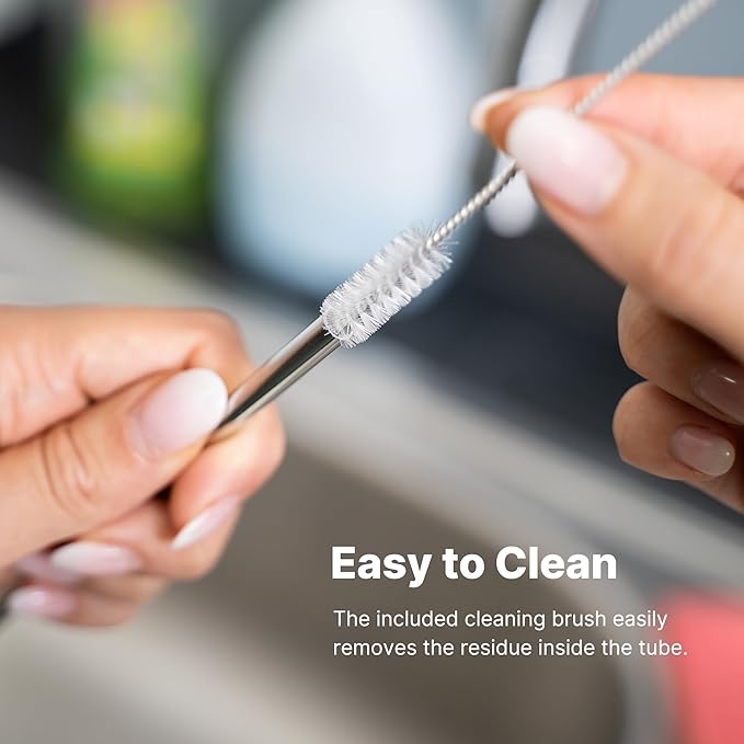 Stainless Steel Straw for Stanley/Simple Modern 40 oz Tumbler, 4Pcs Metal Straight and Curved Reusable Drinking Straw with Cleaning Brush for 40 oz Cup Tumbler