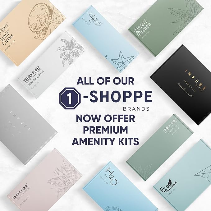 Terra Pure White Tea & Coconut Amenity Kit | Hotel Bulk Toiletries | 1 oz Shampoo, Conditioner, Lotion, Body Wash, Cleansing Bar for Guest Hospitality Vacation Rentals | 60 Sets/Case