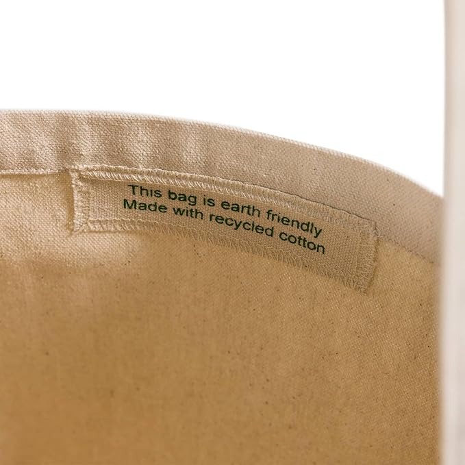 Large Recycled Cotton Canvas Tote Bag with Gusset โ 12 Pcs Reusable Bag with Shoulder Straps, Canvas Tote Bags Bulk