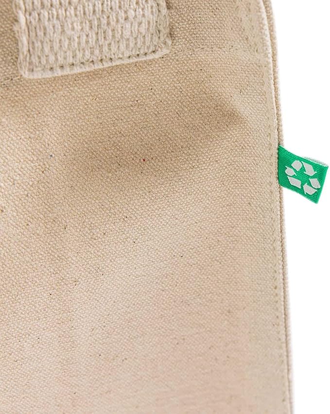 Recycled Canvas Book Bag with Full Gusset – 6 Pcs Eco-Friendly Reusable Tote Bags with Shoulder Straps, Bulk
