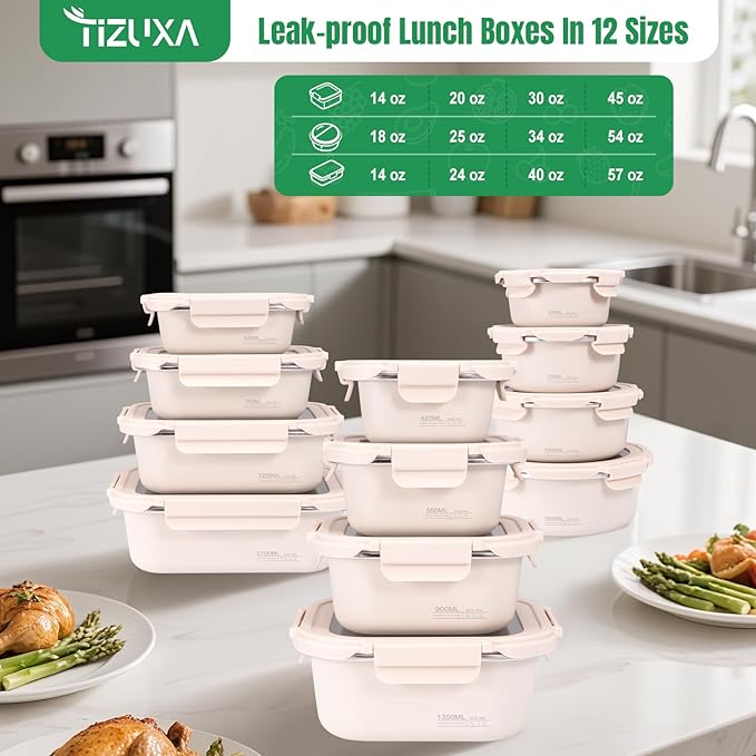 14oz Stainless Steel Lunch Box With Leakproof Glass Lids Microwavable Stainless Steel Food Storage Containers Stackable Freezer Snack Sandwich Meal Prep Metal Bento Box for Travel Picnic Rectangle