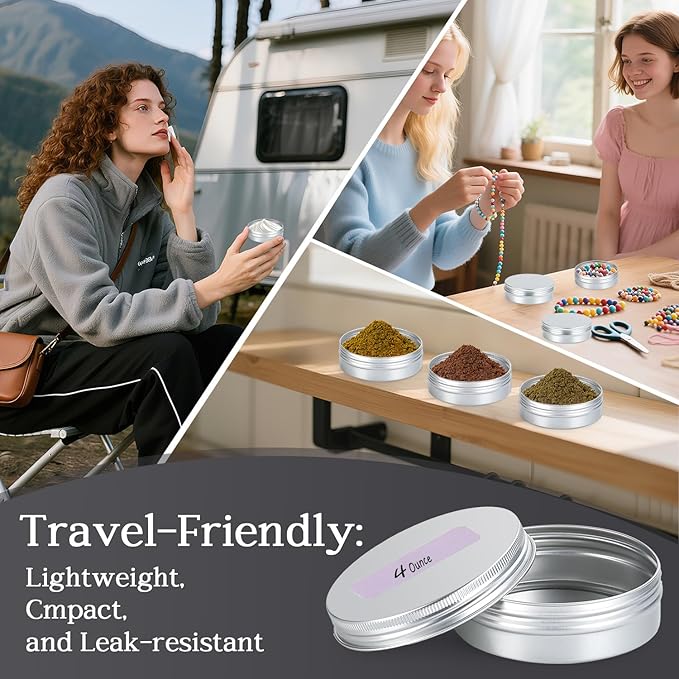 12 Pack 4 oz Tins with Lids, Round Salve Tins 4oz Tin, Wide Mouth Aluminum Tin with Lids 4oz Metal Containers Salve Containers for Spices,Candles or Salve(Silver)