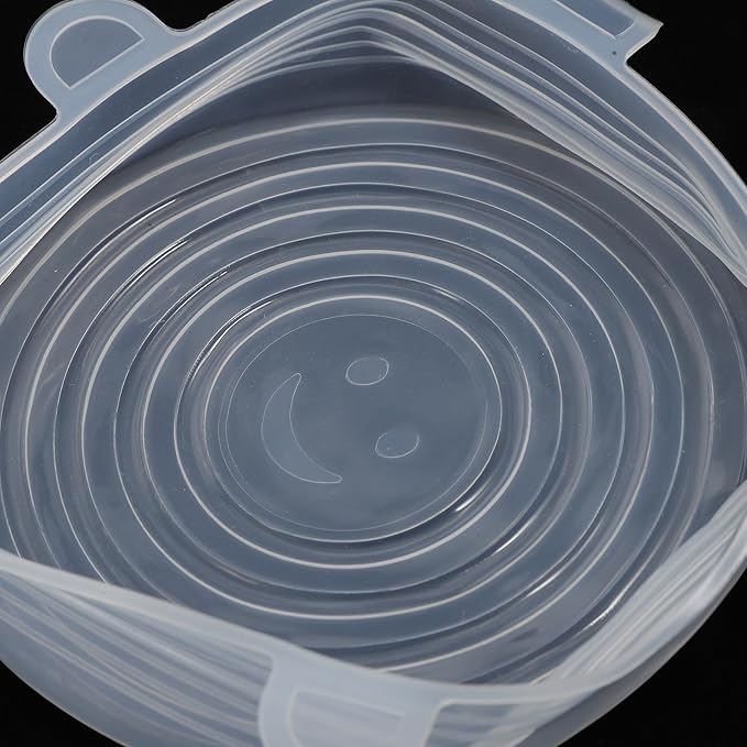 Cabilock Silicone Stretch Bowl Covers 6Pcs Reusable Food Storage Lids Flexible Sealed Lids for Bowls Cups and Containers Microwave Oven Fridge Use