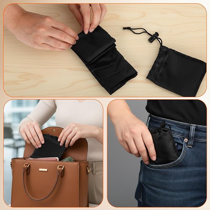 20 Pcs Reusable Grocery Bags Foldable Shopping Bags into Compact Pouch Large Black Totes with Handle Oxford Cloth Portable Lightweight Washable for Market Daily Use Travel Supermarket
