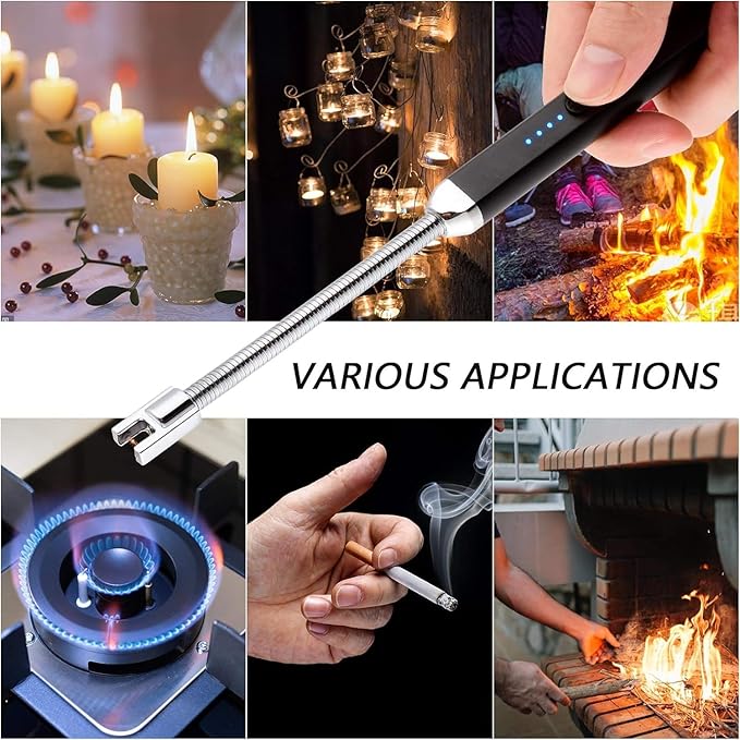 MEIRUBY 2Pack Electric Candle Lighter, Birthday Christmas Stocking Stuffers Gifts for Women Mom Men Wife Sister, USB Arc Rechargeable Windproof Long Lighter for Candle BBQ Housewarming Gift Idals