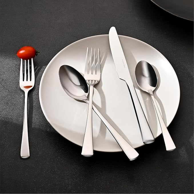 KINGSTONE 18/10 Stainless Steel Flatware, 10-Piece Forged Silverware Set for 2, Mirror Polished Cutlery Set Dishwaher Safe for Home, Restaurant, Wedding, Party