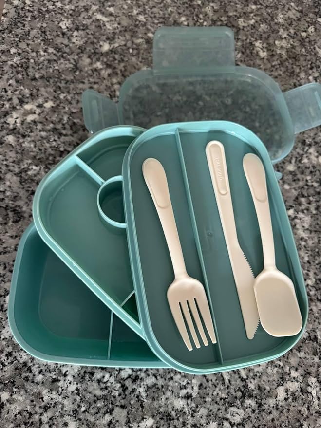 3-Tier Bento Lunch Box with Utensils – Leakproof Food Container with Compartments – Reusable Lunchbox