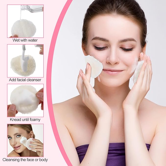 Bokon 50 Pcs Loofah Exfoliating Face Pads Sponge Body Face Scrubber Remove Dead Skin Facial Loofah Pad Bulk for Bath Shower Spa Skin Cleaning Women Men(Round,2.36")