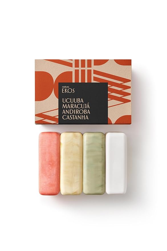 natura - Bar Soap Set - Moisturizing & Nourishing Vegan Amazonian Ingredients for Soft, Smooth Skin - Ucuuba, Brazil Nut, Andiroba, Passion Fruit Bar Soap Set - 4-pack 3.5oz (100g)