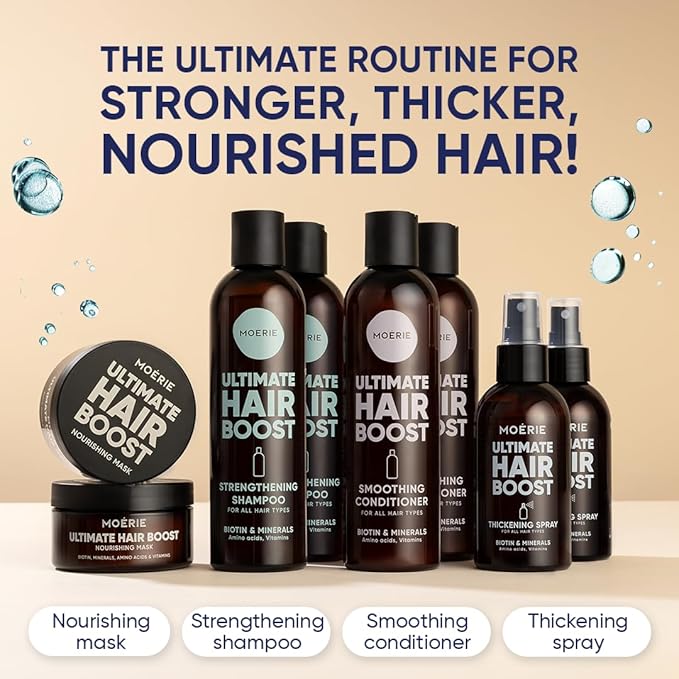 Moerie Ultimate Hair Growth Shampoo – For Longer, Thicker, Fuller Hair - Vegan Friendly Volumizing Hair Products – Paraben & Silicone Free – All Hair Types – Reverse Hair Loss – 8.45 fl oz, Triple Set