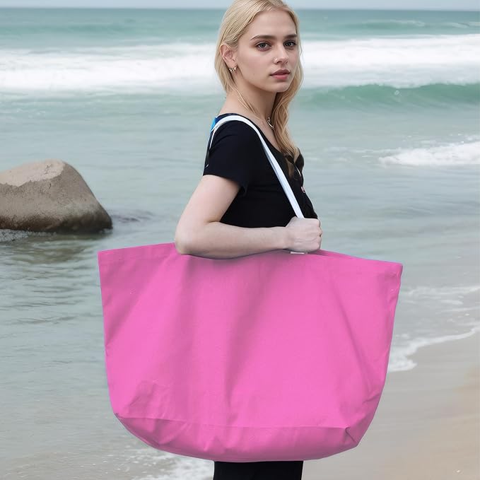 Large Canvas Tote Bag - Reusable Grocery Bag Foldable Heavy Duty Shopping Bag for DIY Art Crafts Painting Embroidery