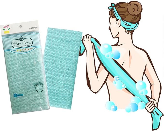 Premium Exfoliating Washcloth Towel 2 Color-Mint Pink Korean Loofah Bath Sponge Long Back Scrubber African Bath Sponge African Long Net for Shower/It Becomes Softer as You use.by NOPIGO