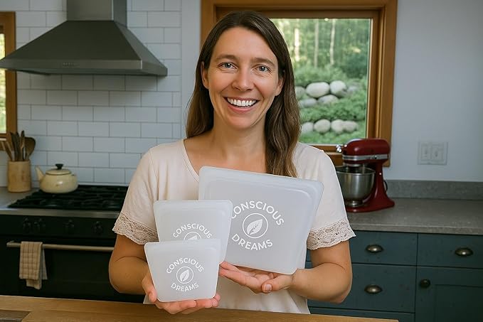Reusable Bags Dishwasher Safe, Leakproof Reusable Freezer Bags, BPA Free Healthy Food Storage Contaizers Sandwich Snack Baggies for Lunch Travel