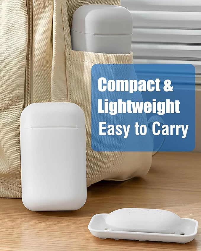 Minimalist Travel Soap Case with Removable Draining Tray, Enhanced Leak-Proof Travel Soap Container with Silicone Seal, Compact Portable Travel Soap Dish, White, 1 Pack