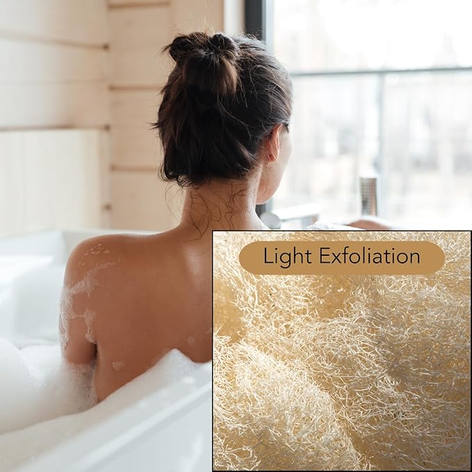 Natural Loofah Scrubber Head Refill (2 Pack), Bamboo Shower Loofah, Exfoliating Sponge