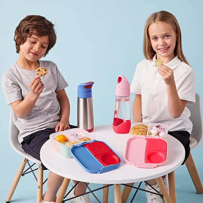 b.box Mini Lunch Box, Bento Box for Kids, Snack Container with 2 Leak Proof Compartments, Reusable Snack Containers with Lids, Kids Lunch Boxes Ages 3+, BPA Free, 4 1/4 Cup Capacity (Lemon Sherbet)