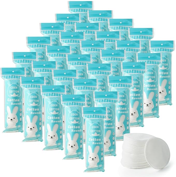 Premium Cotton Rounds, 100 Count (Pack of 30) Cotton Pads for Face, 100% Cotton Makeup Remover Pads, Soft & Non-Irritating for Most Skin Types