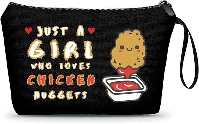 Chicken Nugget Foodie Funny Food Quirky Birthday Gifts for Friend Sisters Women Daughter Girl Teen Small Cosmetic Makeup Bag Christmas