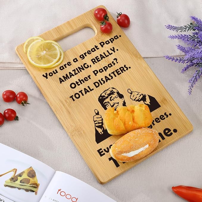 Funny Papa Gifts for Grandpa, Gifts for Dad Christmas, Best Papa Gifts from Grandkids, Papa Birthday Gifts for Grandfather, Father, Step Dad, Unique Gift for Papa Cutting Board