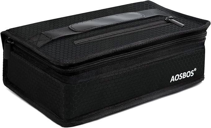Aosbos Small Insulated Lunch Bag - Compact Lunch Box for Portion Control, Work & Office, Black Honeycomb