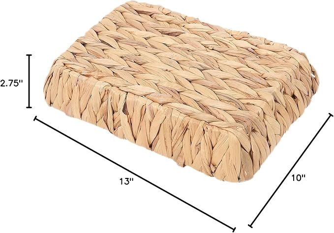 Hand-Woven Large Storage Baskets, Water Hyacinth Wicker Baskets for Organizing,Woven Baskets, Organizer, Natural Container,13.38” x 9.5” x 2.75”
