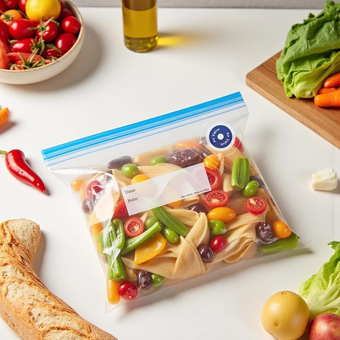 Reusable Sous Vide Bags 53Pcs BPA-Free, 2.9L Vacuum Sealer Bags for Cooking & Microwave, 45 Zipper Bags, 3 Seal Clips & 5 Cooking Clips, Heat-Resistant & Leakproof (10x11in)