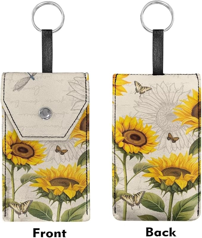 Tissues Purse Pocket,Tissue Pouch for Purse Sunflower Dragonfly Reusable Purse Tissue Holder Wallet Coin Travel Bag