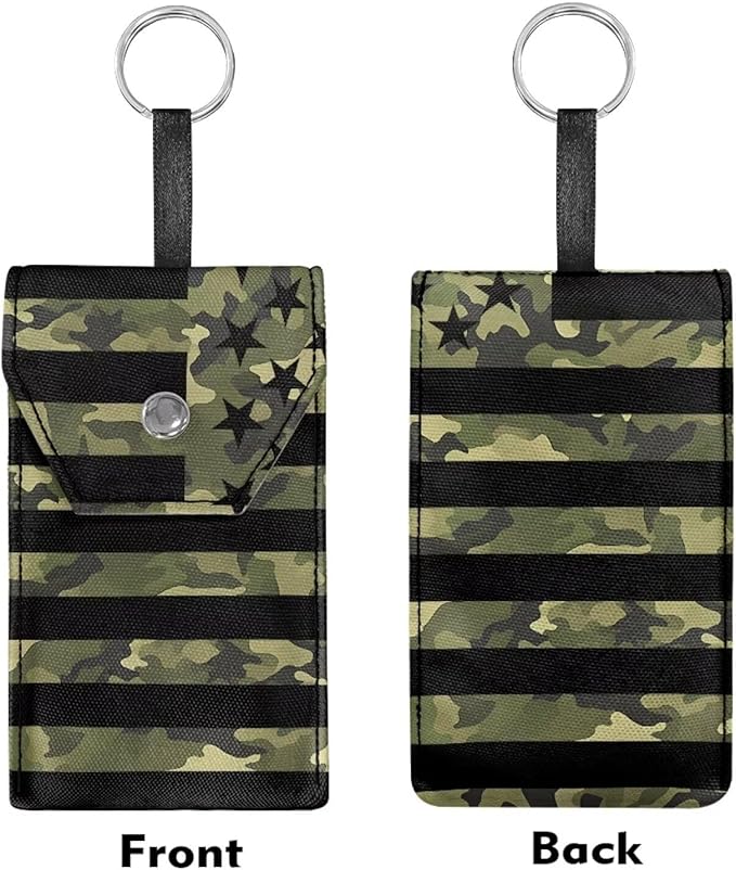 Purse Tissue Packs Tissue Holder with Hanging Rope Portable Pocket Tissue Holder Snap Button Enclosed Travel Tissue Packs for Coins Camo American Flag