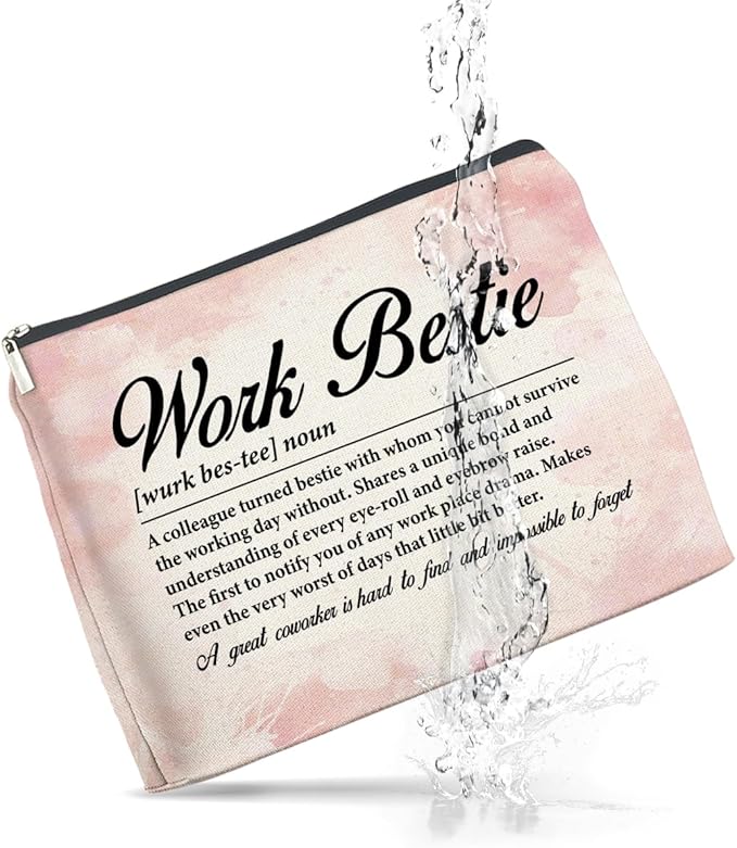 Gifts for Work Bestie Makeup Bag, Leaving New Job Farewell Gifts for Coworker Colleague Work Friend Work Bestie Definition Zipper Makeup Pouch