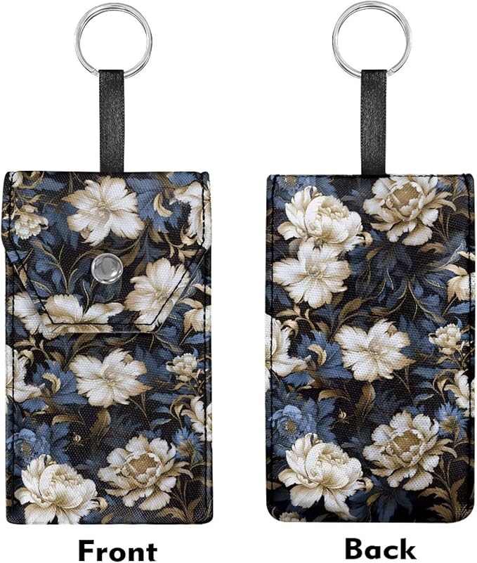 Vintage Flower Travel Tissue Holder Portable Tissue Holder for Purse Coin Keys Purse Size Tissues Packs with Hanging Rope Snap Button Enclosed