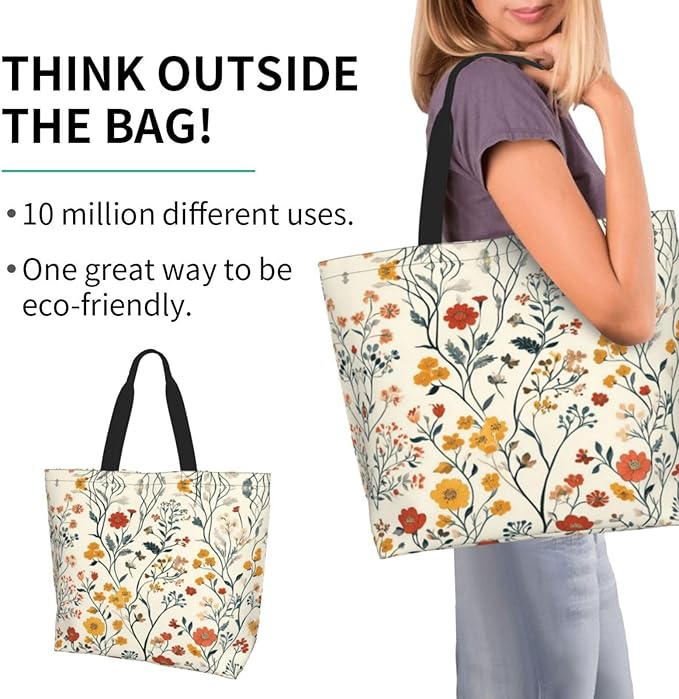 Tote Bag Shoulder Bags for Women Grocery Shopping Bag Reusable Bags Boho-Red Paisley 1