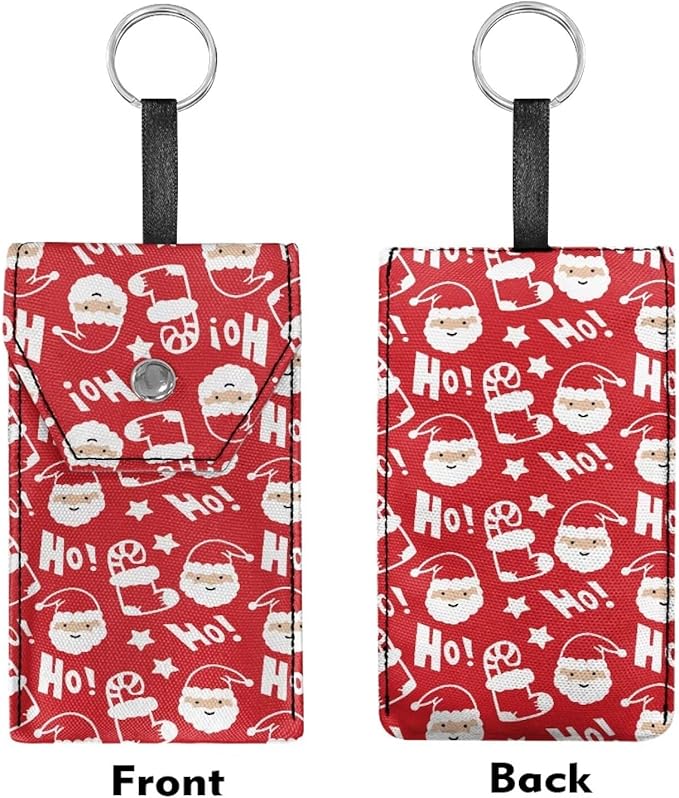 Red Santa Claus Print Purse Tissue Holder Portable Pocket Tissue Holder for Coin Keys Tissues with Hanging Rope for Christmas in July Snap Button Enclosed