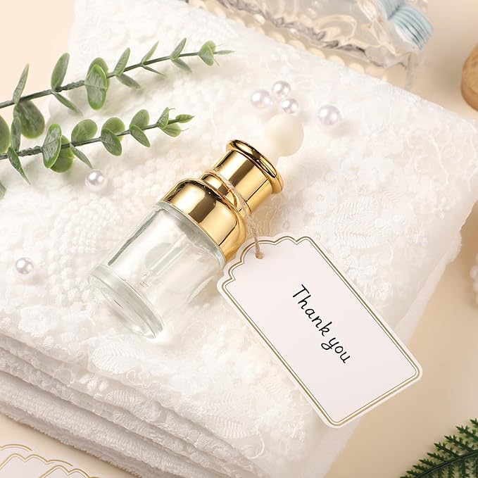 120 PCS Gift Tags with String Gold Foil Metallic Gift Tags Writable Blank Tag for Valentine's Day Baby Shower Birthday Wedding Presents Labeling DIY Craft Project 3.5''×2''