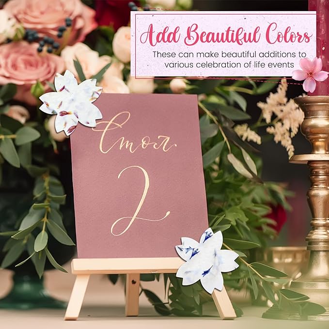 50 Pcs Handmade Seed Paper Plantable Wildflower Seed Paper Recycled Flower Petals Tags Wedding Favors for Guests Craft Gifts Cards for Envelope Birthday Party, 5 Styles (Flower Shape)