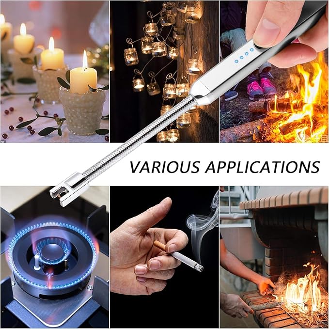 MEIRUBY 2Pack Electric Candle Lighter, Birthday Christmas Stocking Stuffers Gifts for Women Mom Men Wife Sister, USB Arc Rechargeable Windproof Long Lighter for Candle BBQ Housewarming Gift Idals