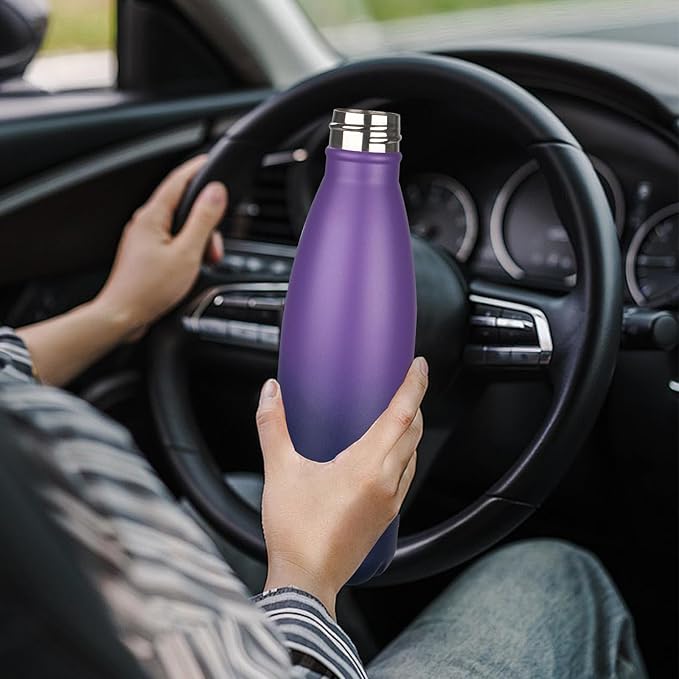 OWS 17oz Insulated Water Bottles Bulk 1/2/4 Pack, Metal Sports Water Bottles, Double Wall Vacuum BPA-Free Flask for School, Sports(purple navy 1pc)
