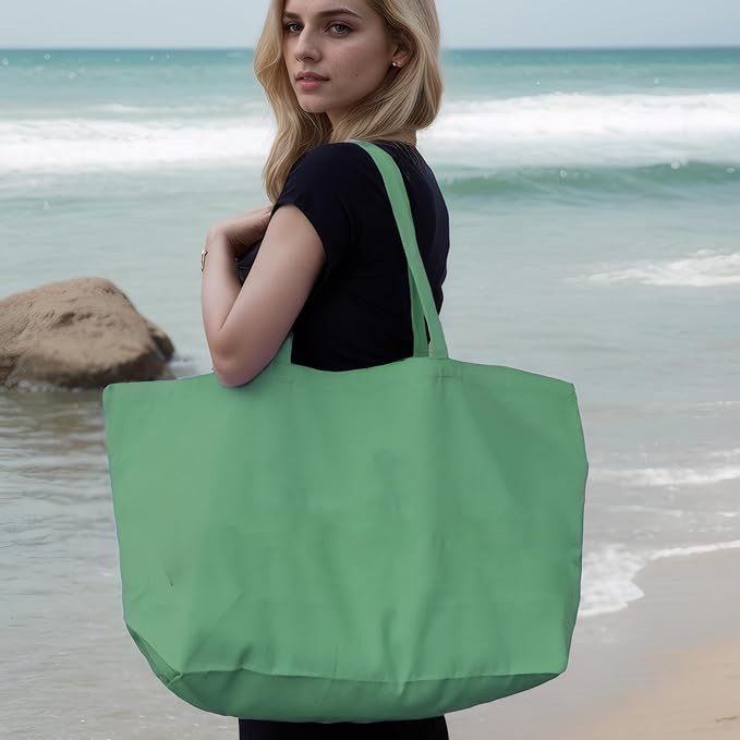 Large Canvas Tote Bag - Reusable Grocery Bag Foldable Heavy Duty Shopping Bag for DIY Art Crafts Painting Embroidery