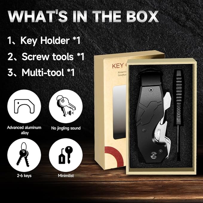 Compact Metal Aluminum Key Organizer, Minimalist Innovative Keyholder-Car Key Chain, Smart KeyChains Key Case up to 6 Keys