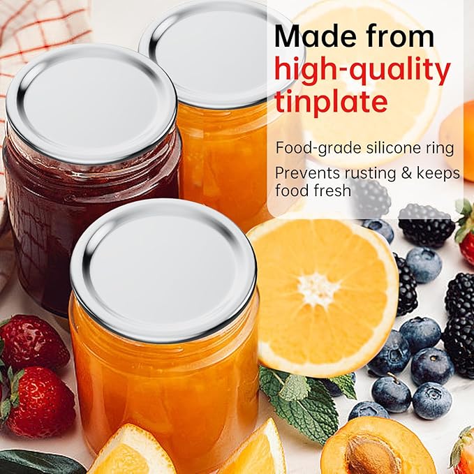60 PCS Regular Mouth Mason Jar Lids, Compatible with Mason Jar Vacuum Sealer, Vacuum Seal Mason Jar Lids Only, Replaceable Mason Jar Vacuum Sealer Lid, Canning Lids Regular Mouth, No Date Reminder